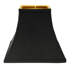 Slant Square Bell Hardback Lampshade With Washer Fitter, Black With Gold Lining