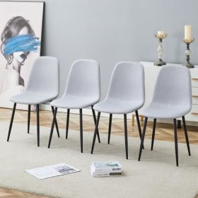Comfortable Linen-Cotton Dining Chair Set - Four Pieces In Light Gray.Integrated Seat And Backrest,Linen-Cotton Material,Modern Home Matching.