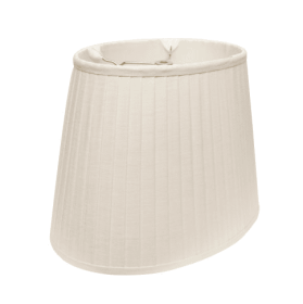 Slant Linen Oval Side Pleat Softback Lampshade With Washer Fitter, White