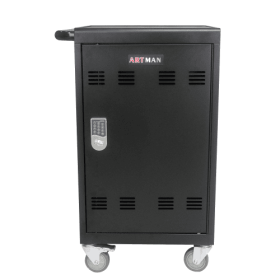Mobile Charging Cart And Cabinet For Tablets Laptops 30-Device With Combination Lock--Black