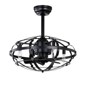 Hot Sell Industrial Ceiling Fan Light Kit For Living Room Bedroom Kitchen And Bladeless Caged Ceiling Fan With Lights