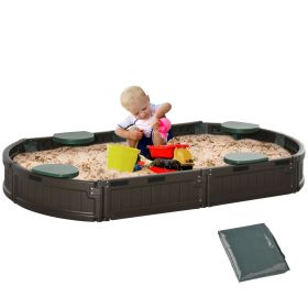 Outsunny Kids Outdoor Sandbox with Canopy Cover and Corner Garden Seat, Playset for Lawn & Beach