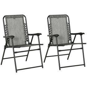 Outsunny Portable Folding Camp Chairs with Armrests for Patio & Beach in Gray
