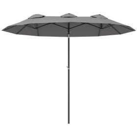 Outsunny 9.5 Large Double-sided Patio Umbrella Outdoor Market Umbrella with Tilt Crank