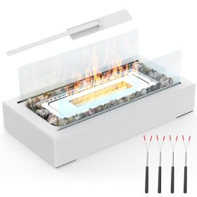 Portable Tabletop Fire Pit with Roasting Sticks - Indoor Outdoor Ethanol Fireplace for Christmas, Party, Wedding, Patio, Backyard, Balcony Decor
