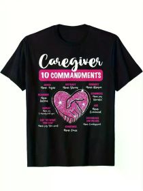 Caregiver 10 Commandments T-Shirt - Casual Tee with Heartfelt Design, Stylish Black Cotton Top for Outdoors