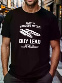 Plus Size Letter Bullet Pattern Men's Trendy T-shirt - Summer Outdoor Fashion, Gift Idea for Him, Comfortable Casual Wear for Men