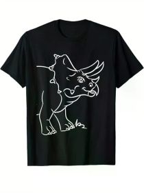 Dinosaur print, men's cotton Jurassic Park graphic t-shirt, casual short sleeve crew neck gaming t-shirt, men's outdoor t-shirt