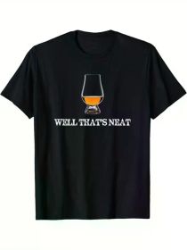 Whiskey Drinking Printed Men'S Cotton Graphic T-Shirt, Casual Short Sleeve Crew Neck T-Shirt, Men'S Tee for Outdoor