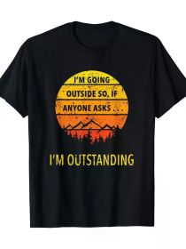 Funny Outdoor Dad Joke Pun I'm Outstanding T-Shirt-100% Cotton