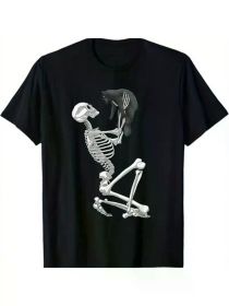 Skull Print Men'S Cotton T-Shirt, Graphic T-Shirt Men'S Outdoor Clothes,