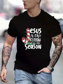 Christmas Theme Print Men's T-shirt for Summer Outdoor, Gift for Men