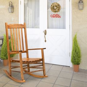 Outdoor/Indoor Rocking Chair, Square Wooden Rocking Chair Wavy Backboard 68.5*86*115CM  RT