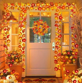 Simulation Maple Leaf Light String Thanksgiving Halloween Room Decoration Arrangement Battery Box